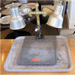 Double 115V Heat Lamp Model DL3A w/ Stone Base & Husky Cord 18"Lx22"Wx24"H
