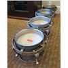Image 1 : Qty 4 Round Footed Chafing Dishes w/ Attached Dome Lids 15" Diameter x 15"H (Open)