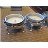 Image 2 : Qty 4 Round Footed Chafing Dishes w/ Attached Dome Lids 15" Diameter x 15"H (Open)