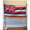 Image 1 : Hawaii State Flag on Pedestal Base (needs repair towards right side of flag)