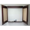 Image 1 : White Board Double Door Cabinet, Wall Mounted w/ Cork Inside Doors
