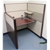 Image 1 : Office Cubicle w/ 2 Tall & 1 Short Walls, Desk Section & Shelf 49"W