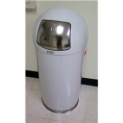 United White Metal Dome Trash Receptable