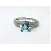 Image 1 : Sterling Silver Blue Topaz & Diamond Ring