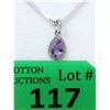 Image 1 : Sterling Silver Amethyst & Diamond Necklace