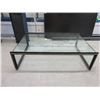 Image 1 : Large Metal Rimmed Glass Top Coffee Table