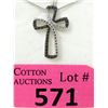Image 1 : 2 Tone Diamond Cross Design Necklace