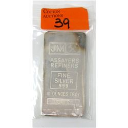 10 Oz. Johnson Matthey .999 Silver Investor Bar