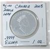 Image 2 : 1 Oz .9999 Fine Silver 2003 Canada Maple Leaf Coin