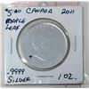 Image 2 : 1 Oz .9999 Fine Silver 2011 Canada Maple Leaf Coin