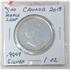 Image 2 : 1 Oz .9999 Fine Silver 2013 Canada Maple Leaf Coin