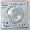 Image 2 : 1 Oz .9999 Fine Silver 2015 Canada Maple Leaf Coin