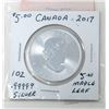 Image 2 : 1 Oz .9999 Fine Silver 2017 Canada Maple Leaf Coin