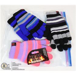 3PK KIDS HEAT WAVE GLOVES