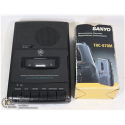 BOX WITH SANYO MICRO CASSETTE RECORDER