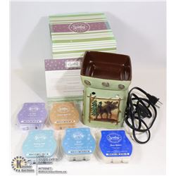 SCENTSY "LODGE" WAX WARMER AND ASSORTED WAX MELT