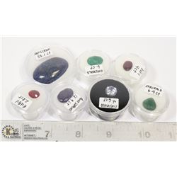 LOT OF 7 RUBY, EMERALD, SAPPHIRE ETC. GEMS