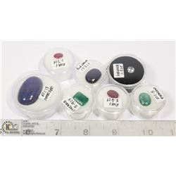 LOT OF 7 RUBY, EMERALD, SAPPHIRE ETC. GEMS
