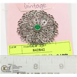 STERLING SILVER .925  EMERALD PENDANT 2 INCH