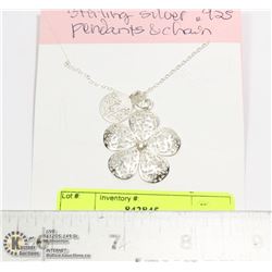 STERLING SILVER .925 FLOWER PENDANTS/CHAIN