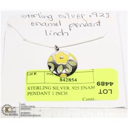 STERLING SILVER .925 ENAMEL PENDANT 1 INCH