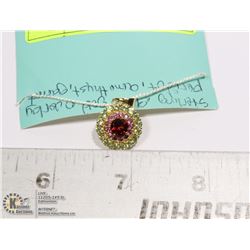 STERLING SILVER .925 GOLD OVERLAY GEM PENDANT