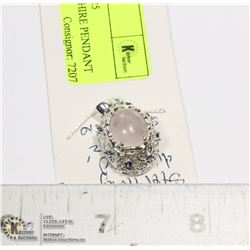 STERLING SILVER .925 DIAM/QUARTZ/SAPPHIRE PENDANT