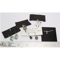STERLING SILVER .925 3 CHARMS,2 EARRINGS