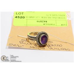STERLING SILVER .925 AMETHYST RING SIZE 6.75