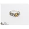 Image 1 : STERLING SILVER .925 CITRINE/DIAMOND RING SZ 7