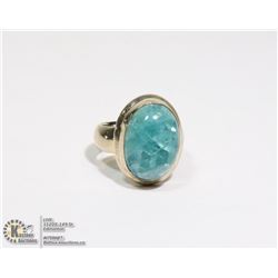 STERLING SILVER .925 AQUAMARINE RING SZ 7