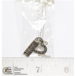 STERLING SILVER .925 MARCASITE TOGGLE NECKLACE