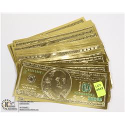 STACK OF GOLD LOOK 100 DOLLAR US NOVELTY BILLS