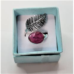 6)  SILVER 925 STAMPED OVAL RUBY AND