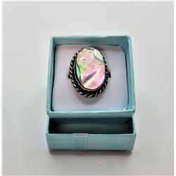 18)  PALE PINK & GREEN PEACOCK ABALONE