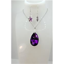 12)  PURPLE TITANIUM TEAR DROP PENDANT ON