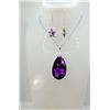 Image 1 : 12)  PURPLE TITANIUM TEAR DROP PENDANT ON