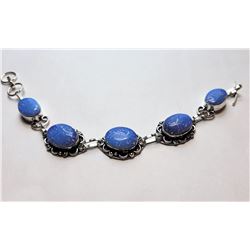2)  SILVER TONE AND BLUE FIRE OPAL BRACELET
