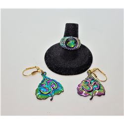 15)  RAINBOW TITANIUM DROP LEAFE EARRINGS