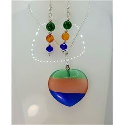 13)   TRANSLUCENT HEART SHAPED GREEN ,