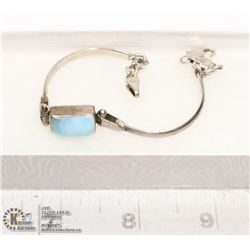STERLING SILVER HINGED BRACELET W/STONE