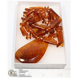 LARGE 28'' POLISHED AMBER NECKLACE 64G