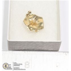 10K GOLD VINTAGE WILD ROSE PENDANT 2CM