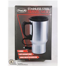 NEW 14-OZ STAINLESS STEEL HEATED TRAVEL MUG