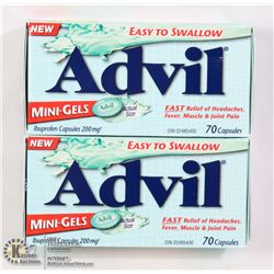 TWO BOTTLES OF ADVIL MINI-GELS PAIN RELIEVER