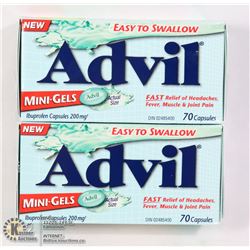 TWO BOTTLES OF ADVIL MINI-GELS PAIN RELIEVER