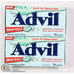 TWO BOTTLES OF ADVIL MINI-GELS PAIN RELIEVER