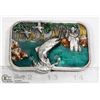Image 1 : BELT BUCKLE-FLY FISHING DESIGN WITH COLORED ENAMEL