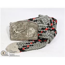 BELT- WOVEN WITH SILVER BUCKLE AND SILVER BELT