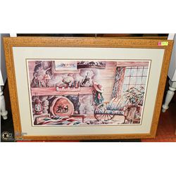 LARGE FRAMED WESTERN FARMHOUSE 44"X32"